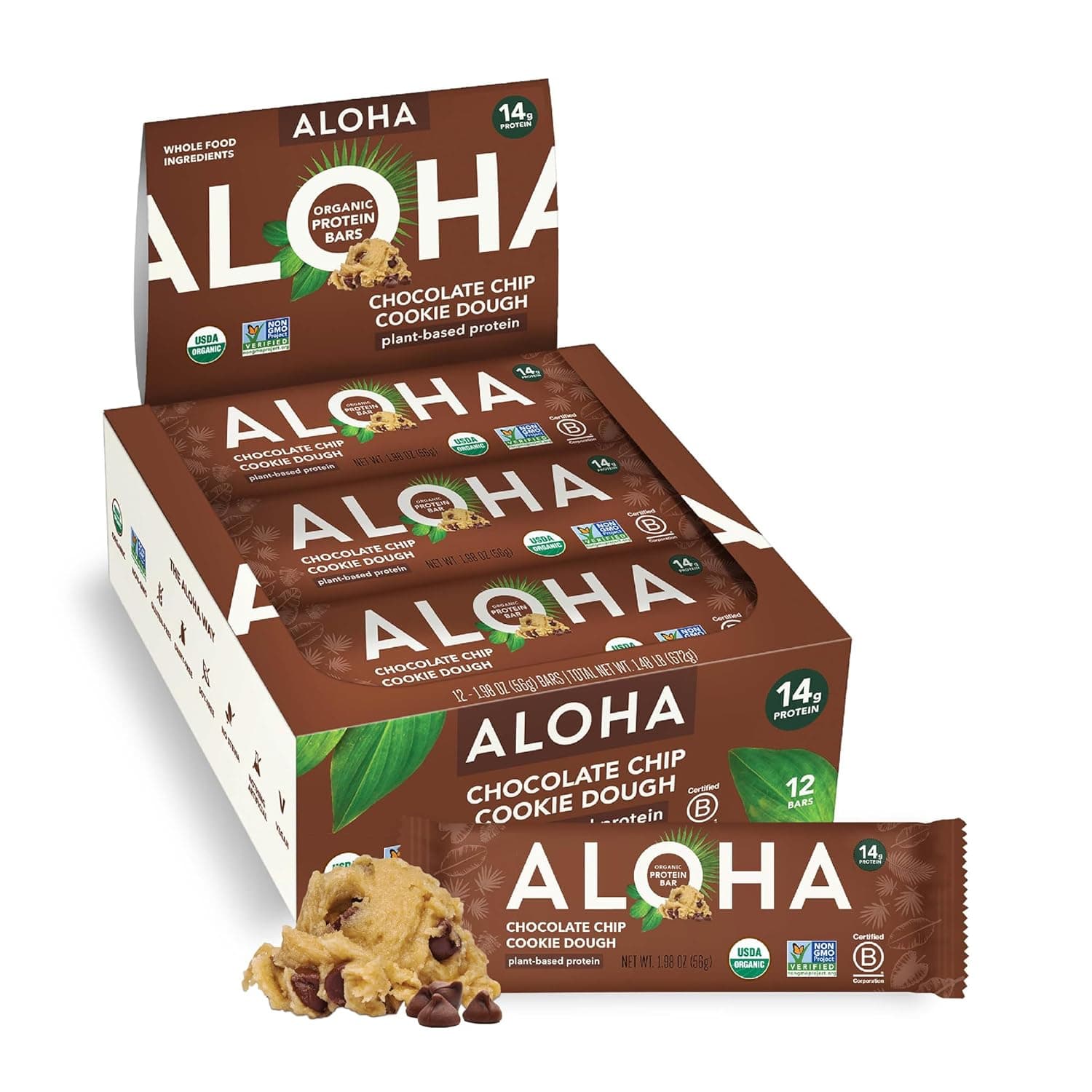 ALOHA Plant-Based Protein Bar – Chocolate Chip Cookie Dough